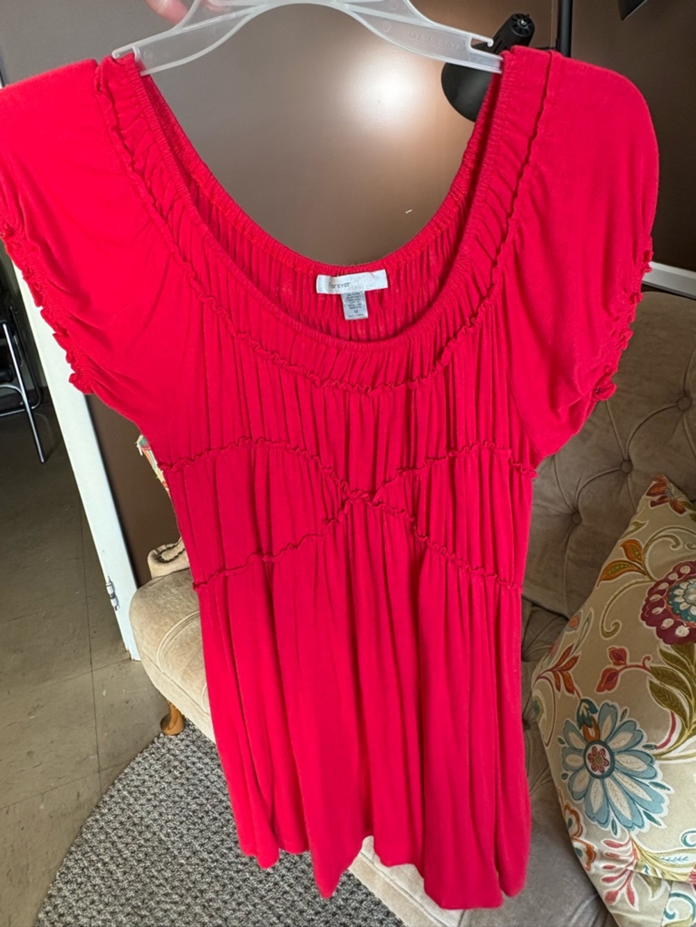 Forever 21 Hot Pink Ruched Scoop-Neck Top